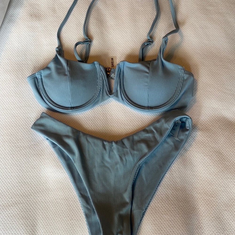 SHEIN Ribbed Underwire Cami Bikini Swimsuit